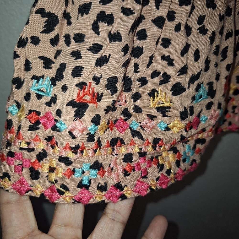 Savanna Jane Cheetah Print V-Neck  Dress S Embroidered - Picture 5 of 10